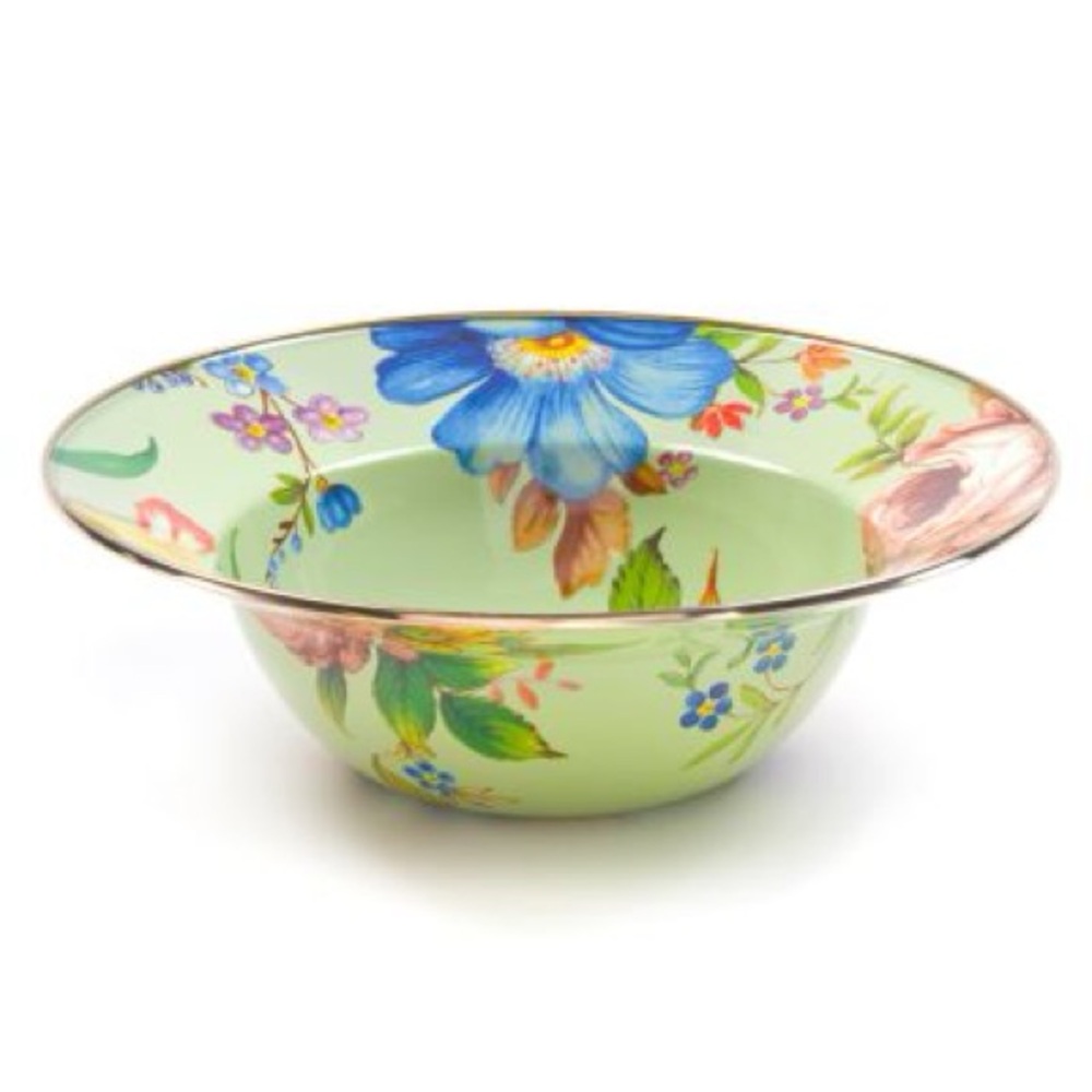 MacKenzie Childs Green Flower Market Serving Bowl